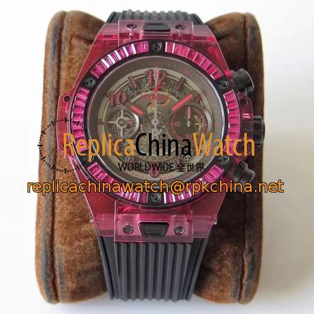 Replica Hublot Big Bang Unico Red Sapphire 411.JR.4901.RT OX Red Sapphire Crystal Skeleton Dial Swiss HUB1242