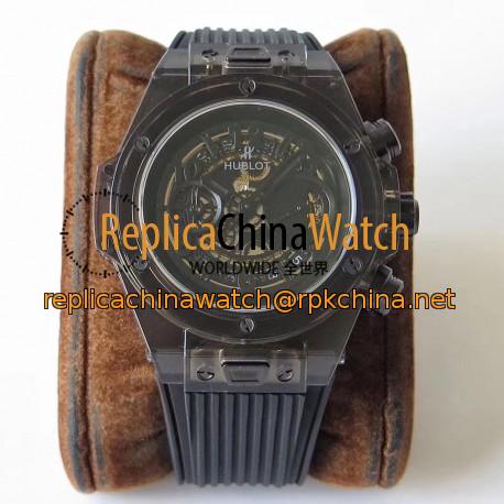 Replica Hublot Big Bang Unico All Black Sapphire 411.JB.4901.RT OX Black Sapphire Crystal Skeleton Dial Swiss HUB1242