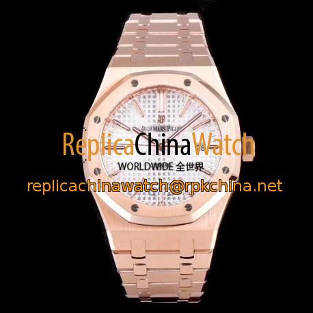 Replica Audemars Piguet Royal Oak 15450 JF V5 Rose Gold Silver Dial Swiss 3120