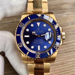 Replica Rolex Submariner Date 116618LB BP Yellow Gold Blue Dial Swiss 2836-2