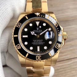 Replica Rolex Submariner Date 116618LN BP Yellow Gold Black Dial Swiss 2836-2