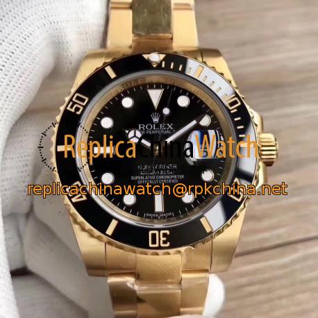 Replica Rolex Submariner Date 116618LN BP Yellow Gold Black Dial Swiss 2836-2