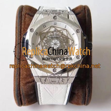 Replica Hublot Big Bang Sang Titanium White 415.NX.2027.VR.MXM18 TMF Titanium White Dial Swiss HUB1213 UNICO Manufacture