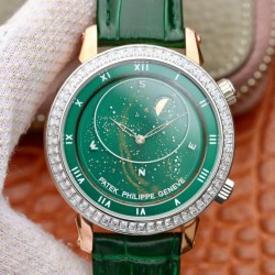 Replica Patek Philippe Grand Complications Sky Moon Celestial 5102PR Noob Rose Gold & Diamond Green Dial Swiss 240 LU CL C