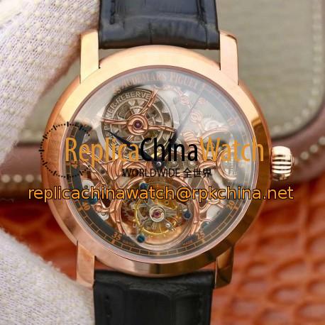 Replica Audemars Piguet Jules Audemars Tourbillon 26357PT.ZZ.D028CR.01 Noob Rose Gold Skeleton Dial Swiss Tourbillon