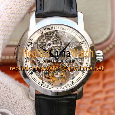 Replica Audemars Piguet Jules Audemars Tourbillon 26357PT.ZZ.D028CR.01 Noob Stainless Steel White Skeleton Dial Swiss Tourbillon