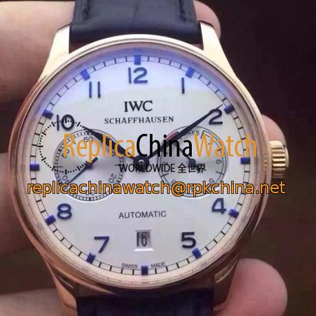 Replica IWC Portuguese IW500704 Power Reserve Rose Gold White Dial Blue Markers Swiss IWC 52010