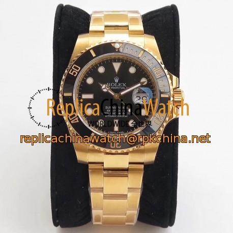 Replica Rolex Submariner Date 116618LN VR Stainless Steel With 18K Yellow Gold Wrapped Black Dial Swiss 2836-2