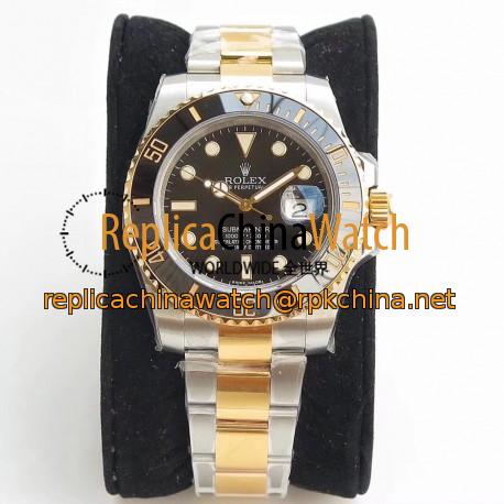 Replica Rolex Submariner Date 116613LN VR 18K Yellow Gold Wrapped & Stainless Steel Black Dial Swiss 2836-2