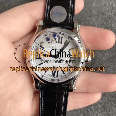 Replica Chopard Happy Sport 36MM Automatic 278559 YF V2 Stainless Steel White & Diamond Dial Swiss 2892