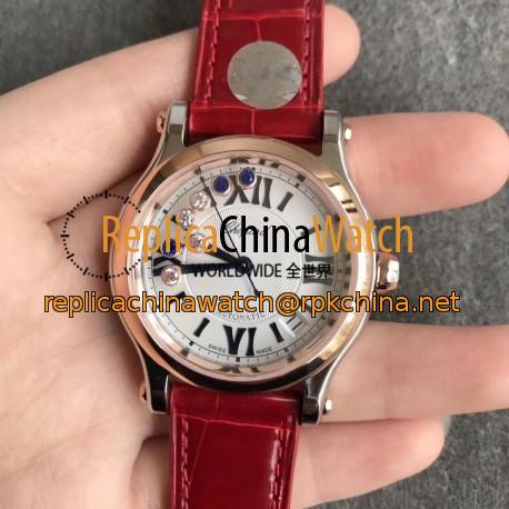 Replica Chopard Happy Sport 36MM Automatic 278559 YF V2 Stainless Steel White & Diamond Dial Swiss 2892