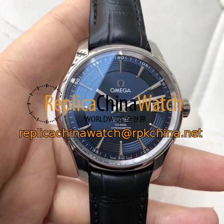 Replica Omega De Ville Hour Vision Co-Axial 41MM 431.33.41.21.03.001 VS Stainless Steel Blue Dial Swiss 8500