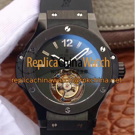 Replica Hublot Big Bang Tourbillon Solo Bang Ceramic 305.CM.134.RX Noob Ceramic Black Dial Swiss Tourbillon