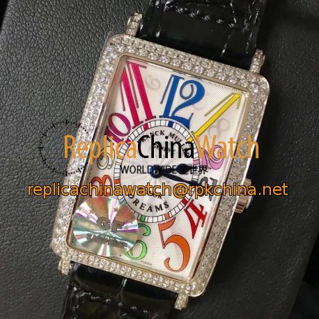 Replica Franck Muller Ladies Long Island Color Dreams 1200 CH COL DRM D GF Stainless Steel & Diamonds Silver Dial Swiss Quartz