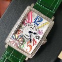 Replica Franck Muller Ladies Long Island Color Dreams 1200 CH COL DRM D GF Stainless Steel & Diamonds Silver Dial Swiss Quartz