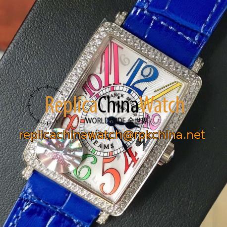 Replica Franck Muller Ladies Long Island Color Dreams 1200 CH COL DRM D GF Stainless Steel & Diamonds Silver Dial Swiss Quartz