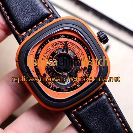 Replica SevenFriday P1/03 SW PVD Orange Dial Miyota 82S7