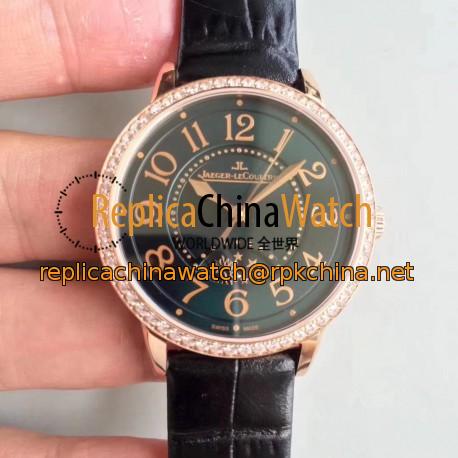 Replica Jaeger-LeCoultre Ladies Rendez-Vous Night & Day Medium 344242J Noob Rose Gold & Diamonds Black Dial Swiss 898A/1