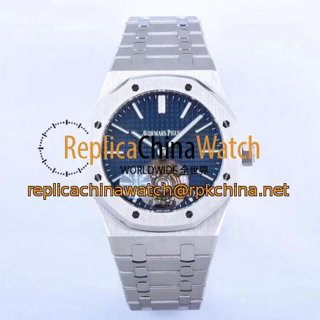 Replica Audemars Piguet Royal Oak Tourbillon Extra Thin 26510 JF Stainless Steel Blue Dial Swiss Tourbillon