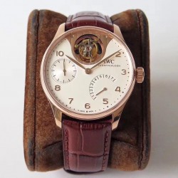 Replica IWC Portuguese Tourbillon Mystery IW504602 ZF Rose Gold White Dial Swiss Tourbillon