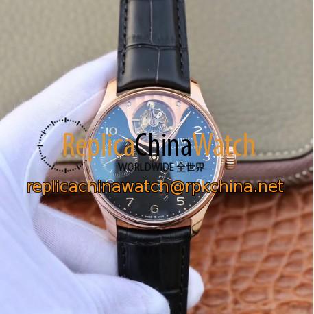 Replica IWC Portuguese Tourbillon Mystery IW504602 ZF Rose Gold Black Dial Swiss Tourbillon