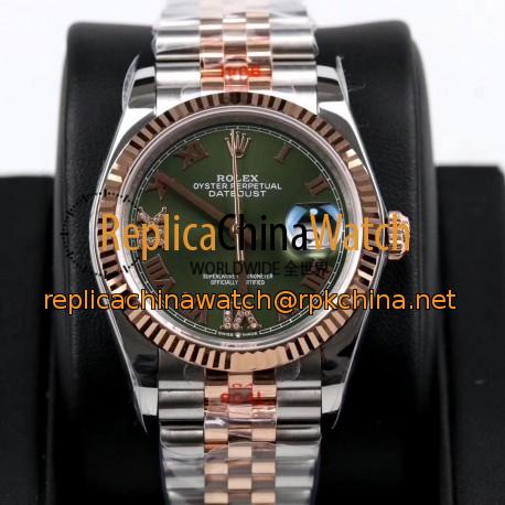 Replica Rolex Datejust 36MM 116231 GM Stainless Steel 904L & Rose Gold Green Dial Swiss 2824-2