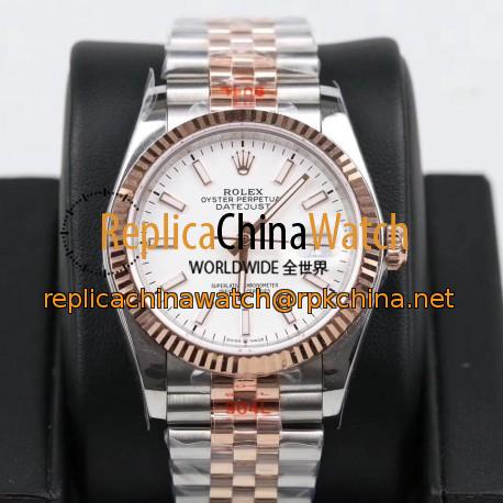 Replica Rolex Datejust 36MM 116231 GM Stainless Steel 904L & Rose Gold White Dial Swiss 2824-2