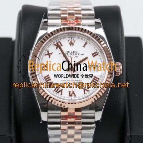 Replica Rolex Datejust 36MM 116231 GM Stainless Steel 904L & Rose Gold White Dial Swiss 2824-2