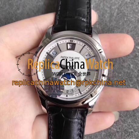 Replica Patek Philippe Annual Calendar 5205G-001 KM Stainless Steel White & Rhodium Dial Swiss 324SQALU 24H/206