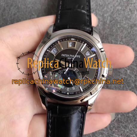 Replica Patek Philippe Annual Calendar 5205G-010 KM Stainless Steel Black Dial Swiss 324SQALU 24H/206