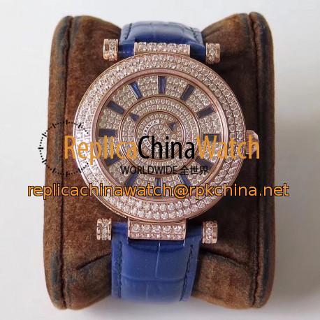 Replica Franck Muller Round Double Mystery Baguette Cut Diamond 42 DM D 2R CD GS Rose Gold & Diamonds Diamond Dial M9015