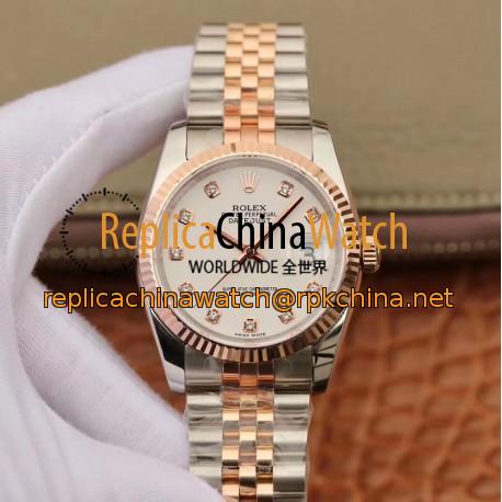 Replica Rolex Datejust 36MM 116231 GM Stainless Steel 904L & Rose Gold White Dial Swiss 2824-2