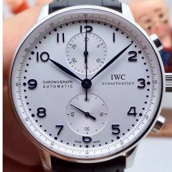 Replica IWC Portuguese IW371417 Chronograph Stainless Steel White Dial Blue Markers Swiss IWC 89000