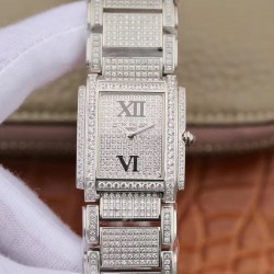 Replica Patek Philippe Ladies Twenty-4 4910/10A AW Stainless Steel & Diamond Diamond Dial Swiss Ronda Quartz