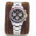 Replica Rolex Daytona Cosmograph Rainbow 116599RBOW BL Stainless Steel & Diamonds Black Dial Swiss 4130 Run 6@SEC