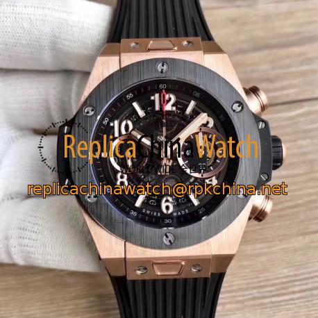 Replica Hublot Big Bang Unico King Gold Ceramic 411.OM.1180.RX Noob Rose Gold Skeleton Dial Swiss HUB1220