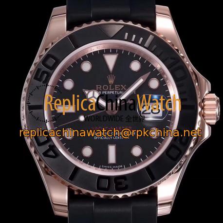 Replica Rolex Yacht-Master 40 116655 DJ Rose Gold Black Dial Swiss 2836-2