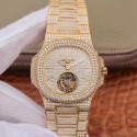 Replica Patek Philippe Nautilus Jumbo 5711 R8 Yellow Gold & Diamonds Diamond Dial Swiss Tourbillon