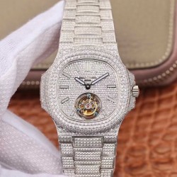 Replica Patek Philippe Nautilus Jumbo 5711 R8 Stainless Steel & Diamonds Diamond Dial Swiss Tourbillon