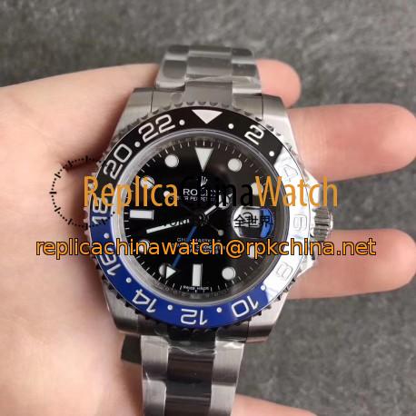 Replica Rolex GMT-Master II 116710BLNR EW Stainless Steel Black Dial Swiss 2836-2