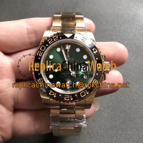 Replica Rolex GMT-Master II 116718LN GM Stainless Steel 904L With Yellow Plated Gold Green Dial Swiss 2836-2