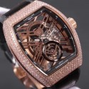 Replica Franck Muller Vanguard Skeleton V 45 T SQT Noob Rose Gold & Diamonds Rose Gold Skeleton Dial M9015