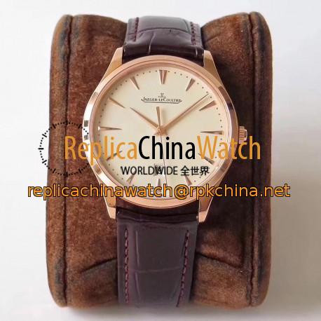 Replica Jaeger-LeCoultre Master Ultra Thin Date 1282510 ZF Rose Gold Beige Dial Swiss JLC 899/1