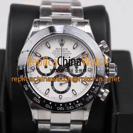 Replica Rolex Daytona Cosmograph 116500LN GM Stainless Steel 904L White Dial Swiss 4130 Run 6@SEC