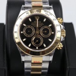 Replica Rolex Daytona Cosmograph 116503 GM Yellow Gold & Stainless Steel 904L Black Dial Swiss 4130 Run 6@SEC