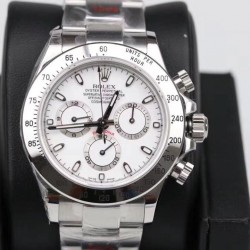 Replica Rolex Daytona Cosmograph 116520 GM Stainless Steel 904L White Dial Swiss 4130 Run 6@SEC