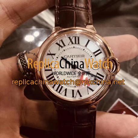 Replica Ballon Bleu De Cartier 42MM W6900651 V6 Rose Gold Silver Dial Seiko NH05A