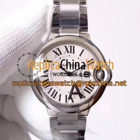 Replica Ballon Bleu De Cartier 33MM W6920071 AF Stainless Steel Silver Dial Seiko NH05A