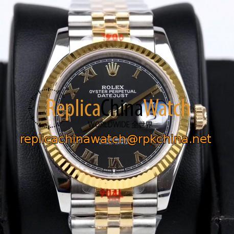 Replica Rolex Datejust 36MM 116233 GM Stainless Steel 904L & Yellow Gold Black Dial Swiss 2824-2