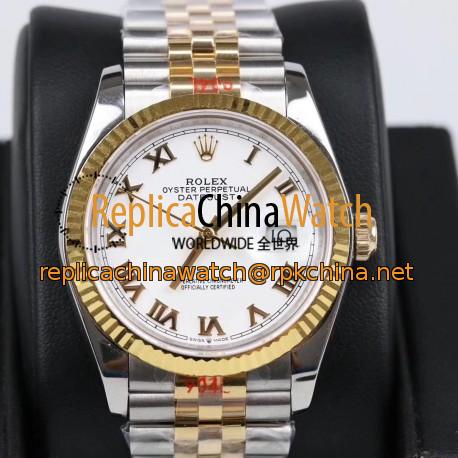 Replica Rolex Datejust 36MM 116233 GM Stainless Steel 904L & Yellow Gold White Dial Swiss 2824-2